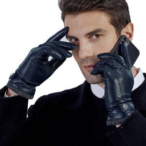 GSG Găng Tay Lái Xe Da Cừu Cho Nam Màn Hình Cảm Ứng Lót Len Mùa Đông Cổ Điển Màu Đen Nâu Hải Quân - Product Image 4