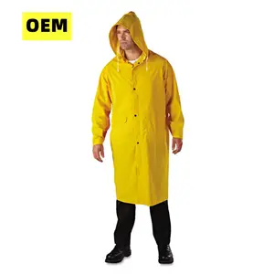 Cappotto antipioggia di alta qualità Poncho PVC poliestere impermeabile impermeabile Logo personalizzato stampato lungo PVC riutilizzabile per uomo RAINWEAR