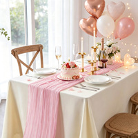 Lot de 12 chemins de table en gaze de coton semi-transparents pour décoration de table rustique et romantique, mariage, baby shower