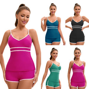 Maillot de bain de fitness écologique pour femmes européennes et américaines-Motif solide imprimé découpé dans le dos-Design Sexy Plus Size - Product Image 1