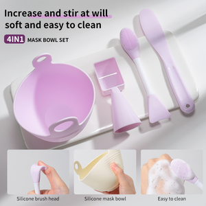 LMLTOP Ensemble de bols de <span class=keywords><strong>masque</strong></span> en silicone Brosse de <span class=keywords><strong>masque</strong></span> Cuillère Applicateur de costume Diy 4 Pcs Spa Facial Mask Mixing Bowl <span class=keywords><strong>Kit</strong></span> SY576 - Product Image 4