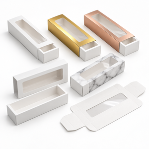 Scatola Personalizzata Riciclabile a Doppio Cassetto per <span class=keywords><strong>Pasticceria</strong></span> con Finestra Trasparente e Rivestimento in Spugna per Confezionamento di Noci e Semi - Product Image 4