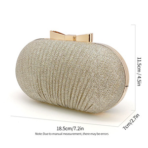 Ladies Golden Evening Handbag Bridal Metal Bow <b>Wedding</b> Shiny <b>Clutches</b> Bag Chain Shoulder Bags - Product Image 5