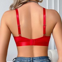 Bralette Seksi Berhias Rhinestone Berkilau Menawan dengan Desain Hollow Out dan Push Up, Pakaian Tidur Wanita