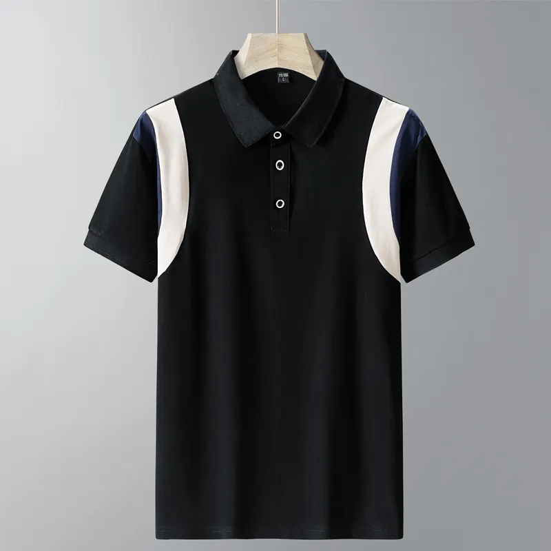ANSZKTN Summer new high-quality cotton T-shirt male male version solid color embroidered lapel top Polo shirt