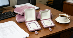 Boîtes à bijoux en velours écologiques haut de gamme multi-tailles avec fermeture magnétique, cadres en carton rigide, finition lisse, violet - Product Image 5