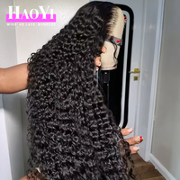 Peluca de Cabello Virgen Natural con Encaje HD Completo sin Pegamento, Peluca Frontal Rizada con Ondas de Agua y Encaje HD, Peluca de Cabello Humano Virgen con Cutícula Alineada