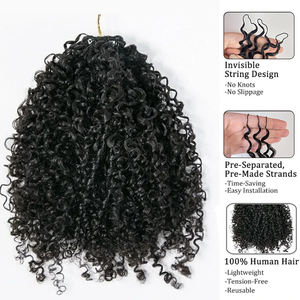 Extensiones de Cabello Humano Rizado Tipo Crochet, Rizos Pixie Pre-Separados para Trenzas, Espirales Pequeñas, Cabello Rizado para Crochet para Mujeres - Product Image 3
