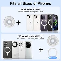 Rexiao Anneau de préhension magnétique double réglable en alliage d'aluminium pour support de téléphone S26/S25