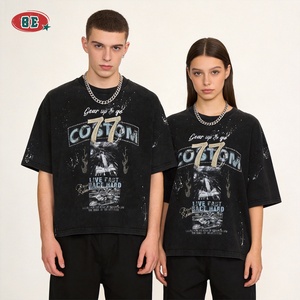 T-shirt Vintage con Strass da <span class=keywords><strong>Uomo</strong></span>, Spalle Cadenti, Alta Qualità, Lusso, All'ingrosso, Streetwear, Designer, Stampa DTG, Grafica - Product Image 2