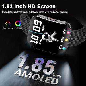 Montre connectée ultra-fine incurvée de 1,85 pouces, corps de 6,9 mm, mesure de l'oxygène sanguin, fréquence cardiaque, écran AMOLED - Product Image 3