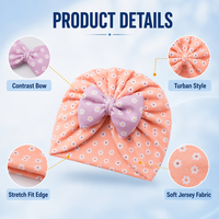 Chapeau Turban pour bébé, couvre-chef à imprimé floral avec nœud, bonnet en coton doux, accessoires de photographie pour nouveau-né, accessoires pour filles, en solde