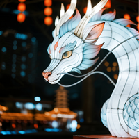 Lanterne monstre Shanhai Jing personnalisée Créature mythologique Lumière Décoration de parc à thème pour l'exposition du Festival culturel de Noël
