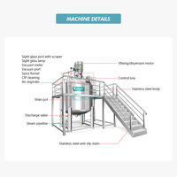 Mélangeur automatique de liquides cosmétiques, réacteur de mélange chauffé pour détergents, cuve mélangeuse-agitateur industrielle en acier inoxydable 2000L