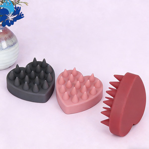 Heart Shaped <b>Silicone</b> Shampoo Massage Brush Soft Rounded Spa Cleaning <b>Tool</b> For Showering Hair Salon Use - Product Image 4