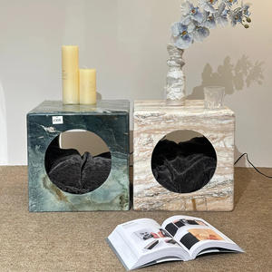 Table d'appoint en marbre naturel 2-en-1, niche pour chat, lit pour animaux de compagnie, luxe, imperméable, décoration d'intérieur, meubles pour chambre à coucher/salon - Product Image 1