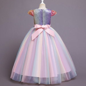 Vestido de fiesta con lentejuelas para niñas, tul colorido, estilo princesa, largo, formal, para fiestas infantiles, talla 120 cm - Product Image 3
