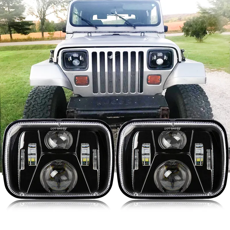 for jeep Cherokee XJ 5x7" Rectangular led headlight 6x7 square LED truck head lamp lighting headlamp for MJ Comanche