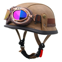 Casque de moto vintage d'été en acier et cuir, coque ABS, style allemand de la Seconde Guerre mondiale