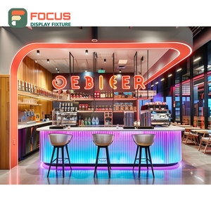 Vitrina de Café Premium con Iluminación, Estante para Pastelería con Panel Blanco, Vitrina para Cafetería - Product Image 3