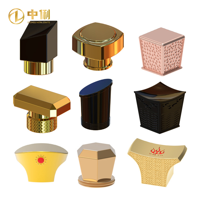 Custom Premium Metal Perfume Bottle Cap Uniquely Shaped Lid Premium Metal Cap with Embossing