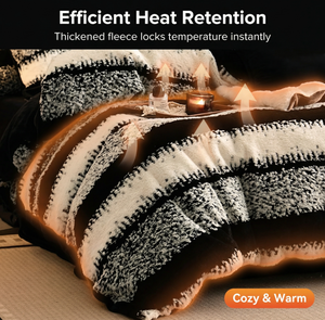 ชุดเครื่องนอนผ้าฟลีซหนานุ่มลายเรขาคณิตทันสมัยแบบสี่ชิ้น สำหรับฤดูหนาว อุ่นสบาย ผ้าปูที่นอนสองด้านเนื้อคอรัล คุณภาพดี - Product Image 3