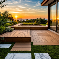 Plancher de terrasse WPC 25 mm à clipser, style moderne et minimaliste, pour extérieur, imperméable, aspect bois, résistant à la décomposition, double emboîtement