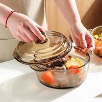 Coffret de vaisselle de table en verre pour cadeaux d'affaires et fêtes, classique, écologique et durable, avec bols à salade et à soupe marron à double anse