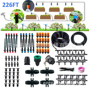 Kit d'irrigation goutte à goutte et système de pulvérisation 226 pieds 40 têtes PVC noir pour l'arrosage automatique des fleurs de jardin - Product Image 1