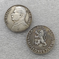 Pièces de monnaie commémoratives de style antique de 100 et 50 Korun de Tchécoslovaquie de 1949, avec Staline et le Lion, cadeaux, décoration de la maison
