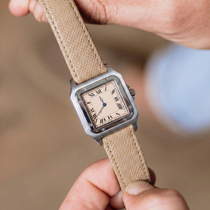 Montre-bracelet à quartz pour homme CILOA, style rétro, chiffres romains, lunette à vis, cadran uni, bracelet en cuir véritable, idéale pour les affaires et les occasions habillées - Product Image 1