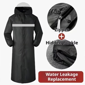 Impermeable con Capucha, Largo y Completo, con Banda Reflectante, Poncho de Lluvia Grueso y Resistente al Viento, Unisex, para Ciclismo, Pesca y Actividades al Aire Libre - Product Image 5