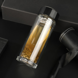 Double Wall High Borosilicate Glass Tea Cup With Infuser For Office And Business Gifts - Product Image 1