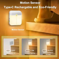 Lampe de nuit LED portable USB rechargeable, intelligente, mignonne, mini, carrée, avec détecteur de mouvement, pour enfants, personnes âgées, chambre à coucher, lampe magnétique