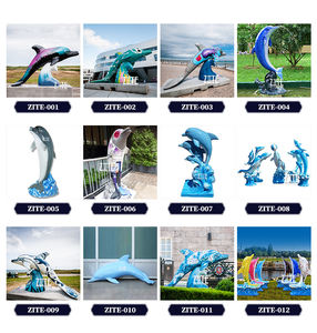 屋外水特徴装飾ポリュアイングラスファイバーイルカの泉像彫刻樹脂工芸品 - Product Image 4