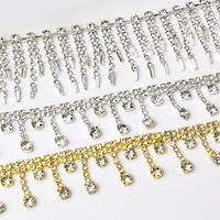 JFRT044 Chaîne de garniture à franges en strass Cristal par la cour Strass à pampilles pour décoration de bijoux de vêtement
