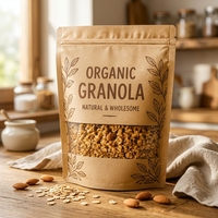 Pochette refermable personnalisée en papier kraft PE de qualité alimentaire, estampée à chaud, avec fenêtre transparente pour emballage alimentaire, faible coût