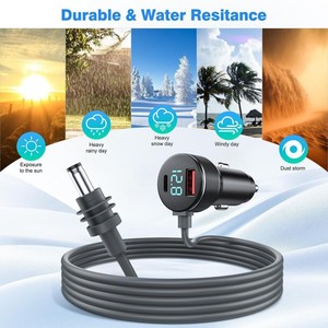 Cargador de coche multifunción 3 en 1 con pantalla digital, encendedor de cigarrillos, cable de datos DC, adaptador de corriente Tipo-C, carga rápida USB para coche. - Product Image 2