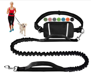 [Hands-Free] <b>Shock</b> Absorbing Nylon <b>Dog</b> Bungee Leash with Adjustable Waist Belt <b>for</b> Hands-Free Running and Hiking - Product Image 1