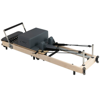 Máquina de Pilates Plegable de Madera de Roble Macizo para Gimnasio en Casa, Ahorro de Espacio, Entrenamiento de Yoga y Fitness con Resortes Ajustables