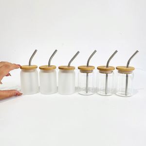 แก้วกาแฟขนาดเล็ก 3.5 ออนซ์ แบบใสขุ่น สำหรับพิมพ์ลายซับลิเมชั่น พร้อมหลอดโลหะ ฝาไม้ไผ่ - Product Image 2