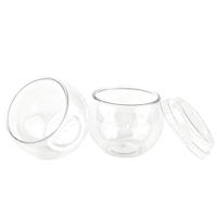 Vasos de Plástico Transparentes Desechables de 80 ml, de Pared Simple, Esféricos, de Grado Alimenticio, para Postres, Mousse, con Tapa, para Jugo, Agua Mineral