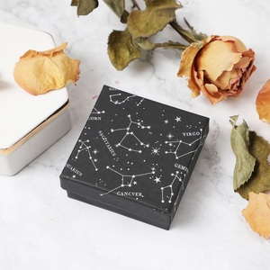 Caja de joyería cuadrada con horóscopo del zodiaco, Cajas de Regalo de papel Kraft <span class=keywords><strong>negro</strong></span>, anillo de compromiso para pendientes, collar, pulsera, 1 ud. - Product Image 4