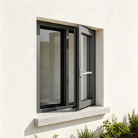 Ventana de Triple Cristal con Marco Negro de Aleación de Aluminio, Aislamiento Acústico, para Viviendas, Directo de Fábrica HUACAI