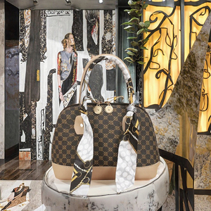 Luxury Waterproof Eco-Friendly Floral Printed Shell Shape Small <b>Shoulder</b> Bag Long Chain Double Zippers Pu Leather Women's - Product Image 3