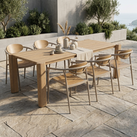 Chaise de salle à manger d'extérieur avec cadre en aluminium thermolaqué, dossier en bois plastique et assise à lattes, fauteuil de patio pour jardin et restaurant
