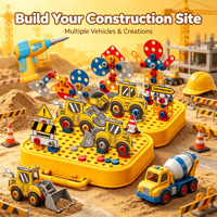 Perceuse électrique légère, jouet de construction, kit de bricolage pour enfants, jeu de visser, kit éducatif STEM, puzzle d'ingénierie, coffret de rangement en plastique