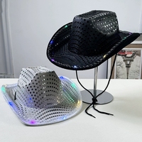 Chapeaux LED Lumineux Cowgirl et Cowboy à Paillettes Imperméables pour la Rentrée Scolaire, le Ramadan, Noël, Halloween, Costumes, Cosplay, Mariages et Fêtes en Gros