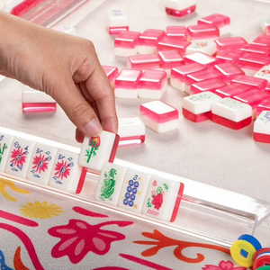 Aesthetic-Design Premium Acrylic Cloisonne Inspired Luxury Style Colorful Acrylic <b>Mahjong</b> Tiles for Adults Family Game <b>Set</b> - Product Image 3