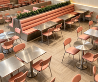 Ensemble de sièges de restaurant en cuir PU commercial moderne, table à manger en acier inoxydable, chaises, mobilier de restauration rapide pour café